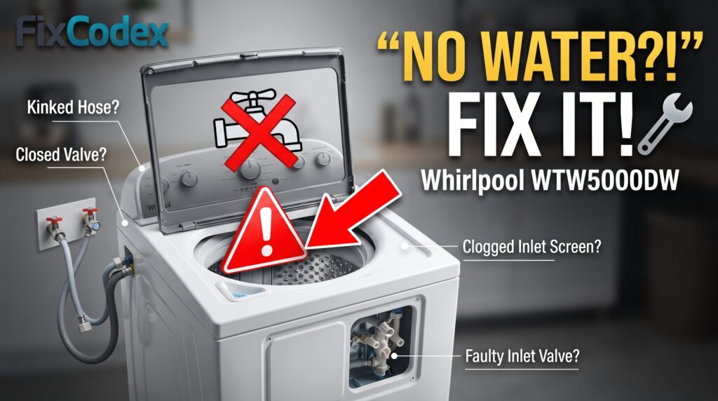 Whirlpool WTW5000DW washer not filling with water troubleshooting and repair