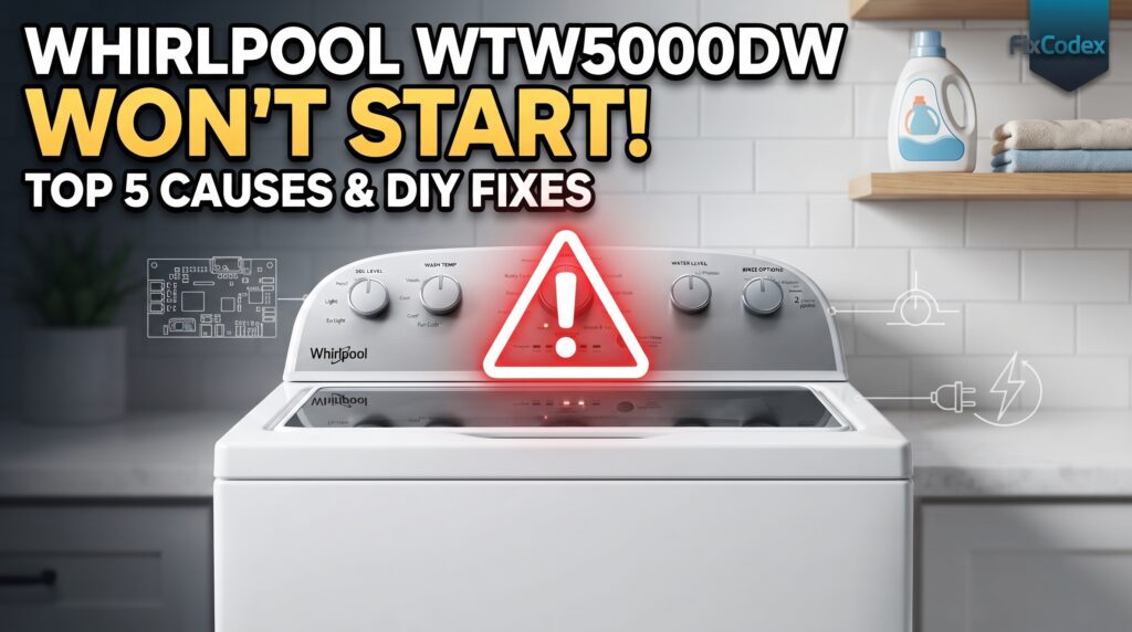 Whirlpool WTW5000DW washer won't start troubleshooting and fixes