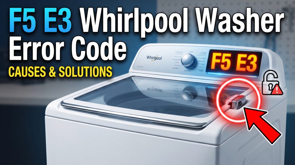 F5 E3 Whirlpool washer error code related to the lid or door lock system