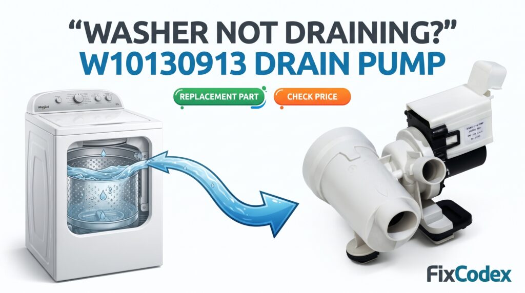 W10130913 Whirlpool washer drain pump replacement