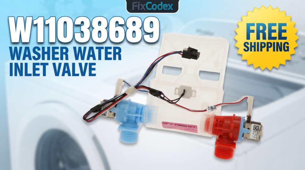 W11038689 Whirlpool Washer Water Inlet Valve replacement parts.