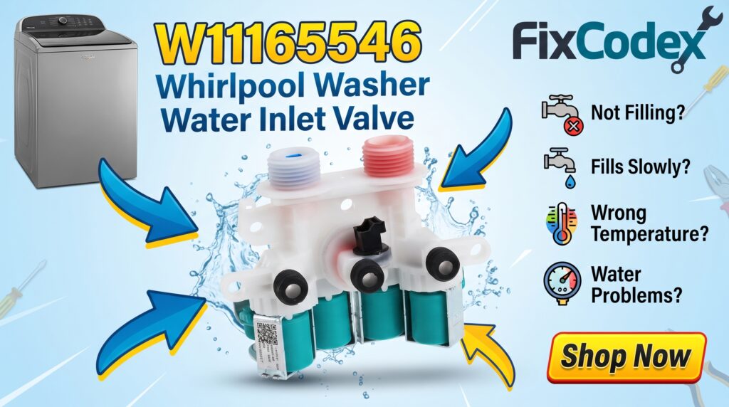 W11165546 Whirlpool washer water inlet valve replacement part