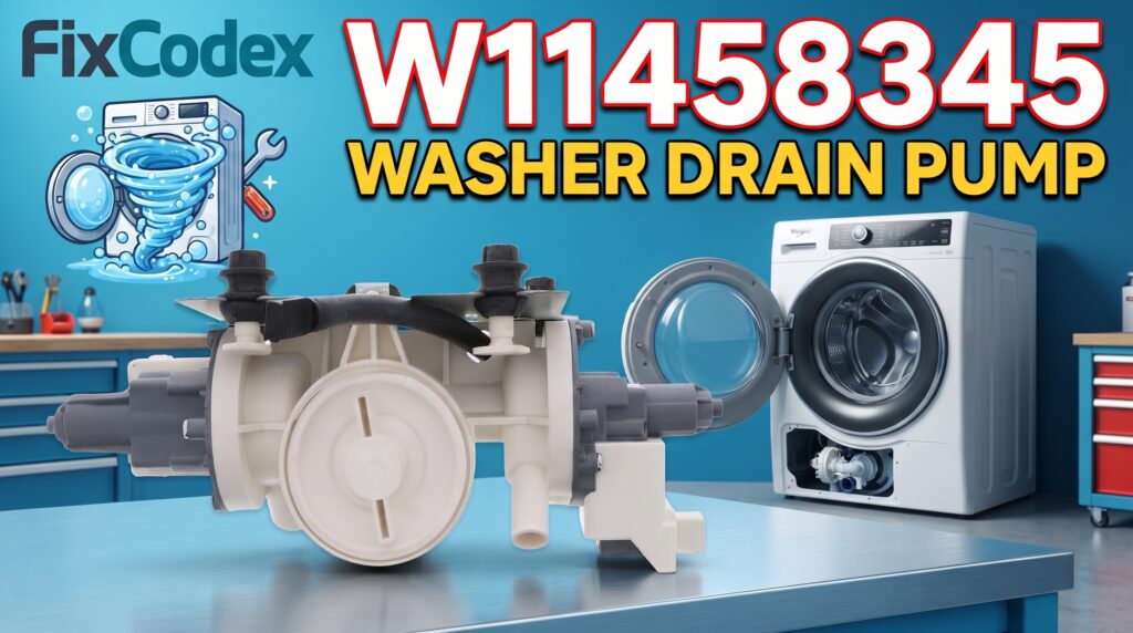 W11458345 Whirlpool washer drain pump replacement