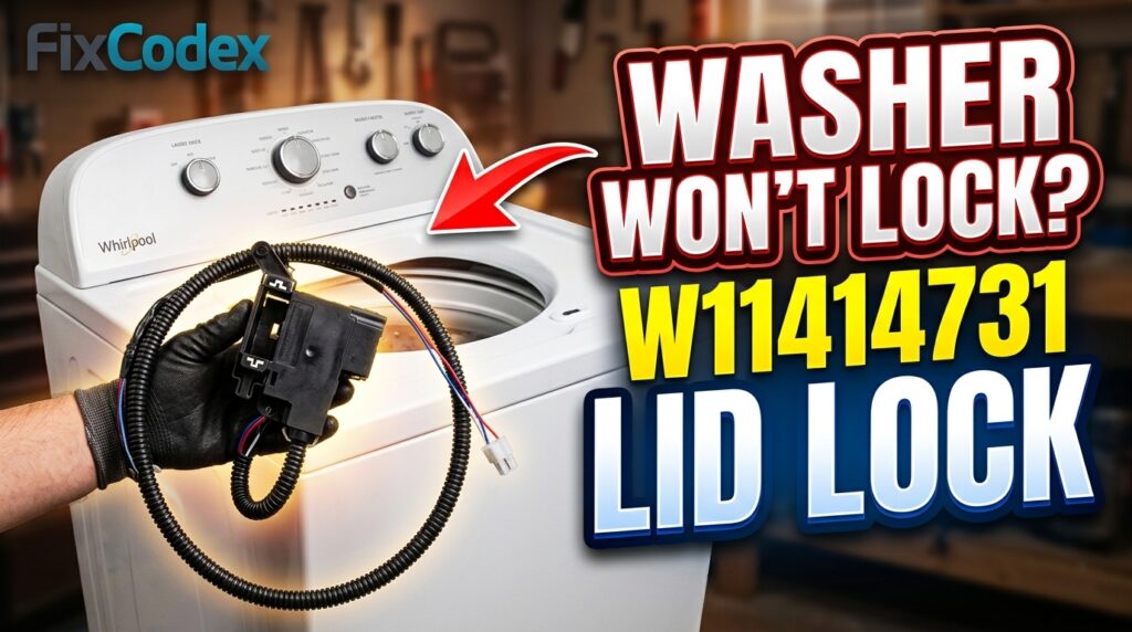 W11414731 Whirlpool washer lid lock switch replacement