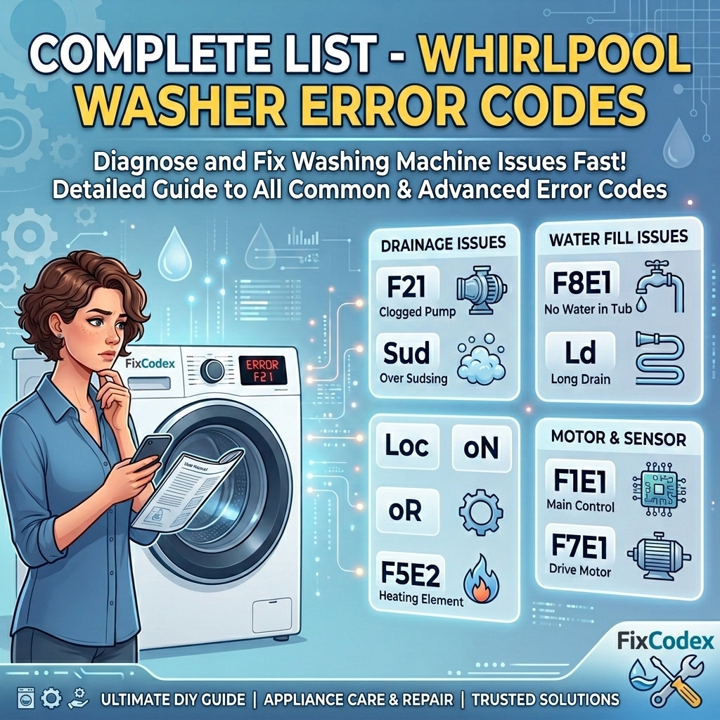 Complete list of Whirlpool washer error codes and troubleshooting guide