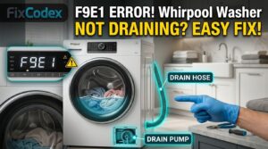 How to fix Whirlpool washer error code F9E1 long drain problem