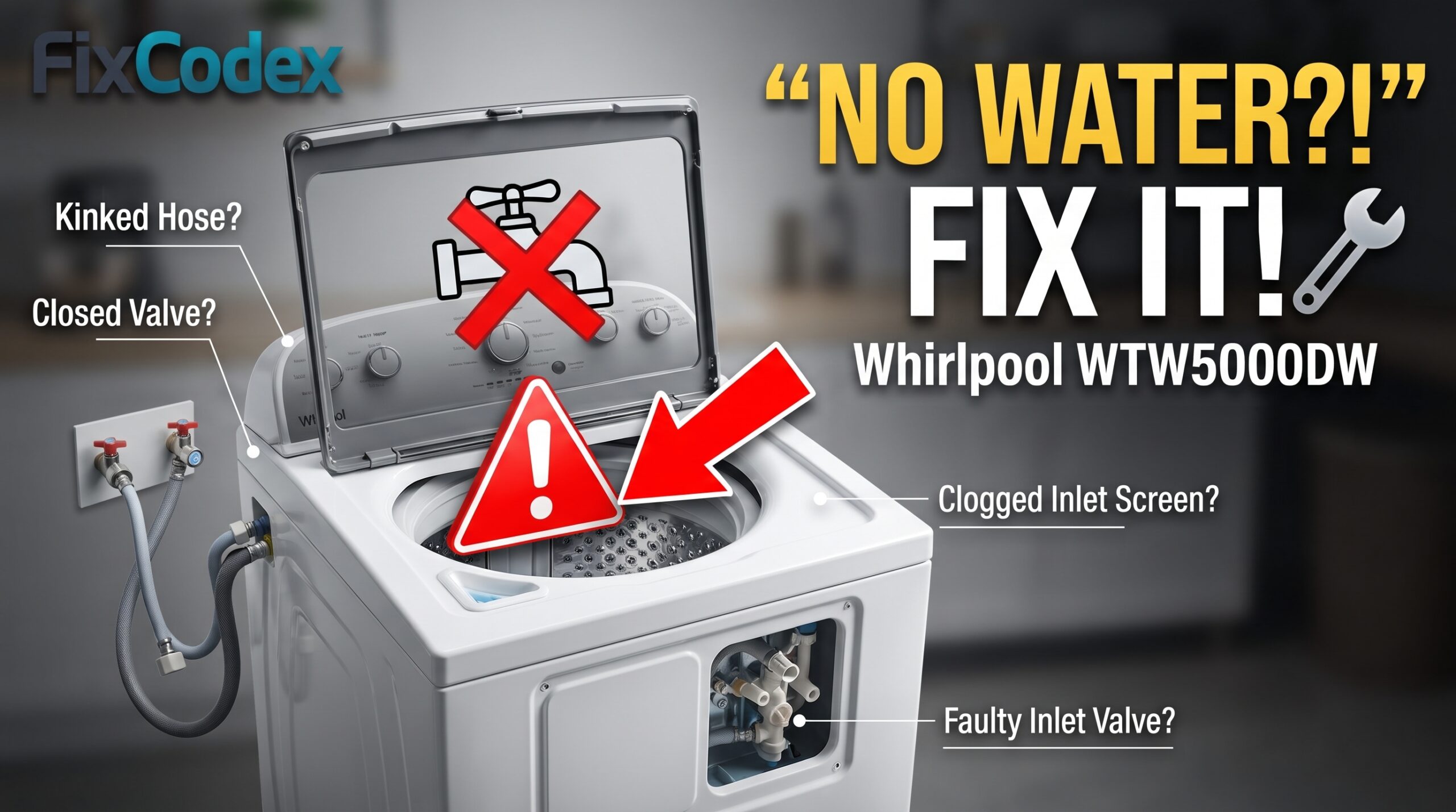 Whirlpool WTW5000DW washer not filling with water troubleshooting and repair