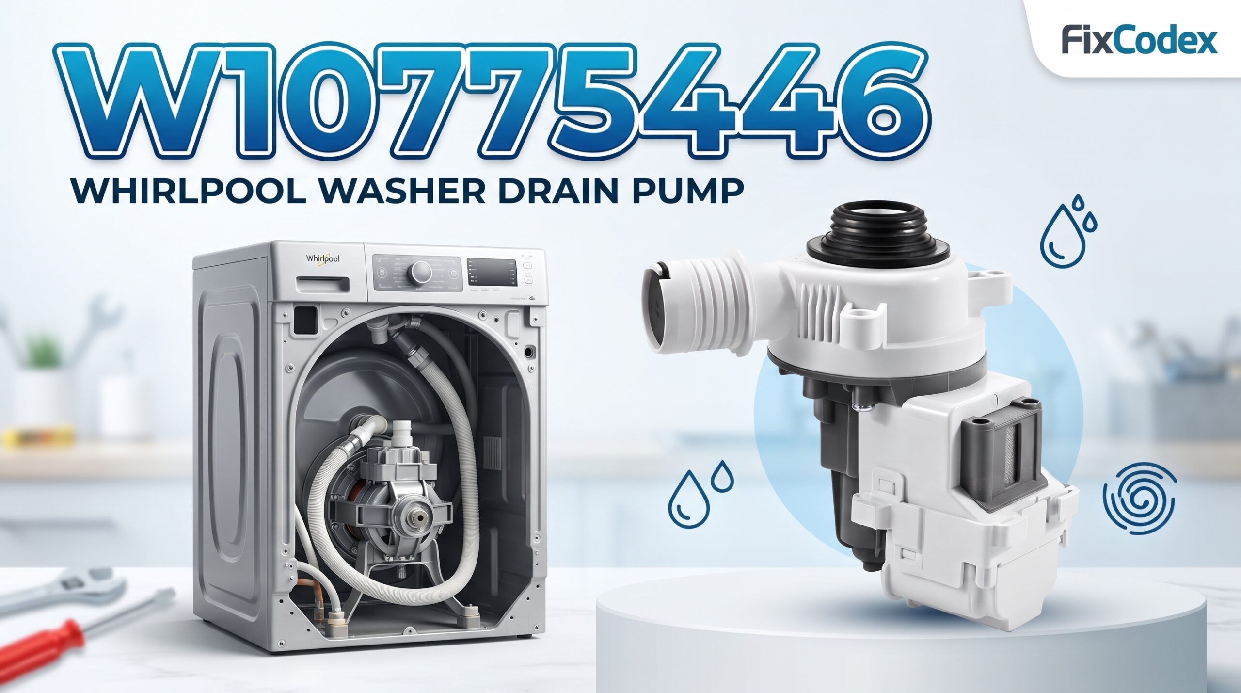 W10775446 Whirlpool washer drain pump replacement