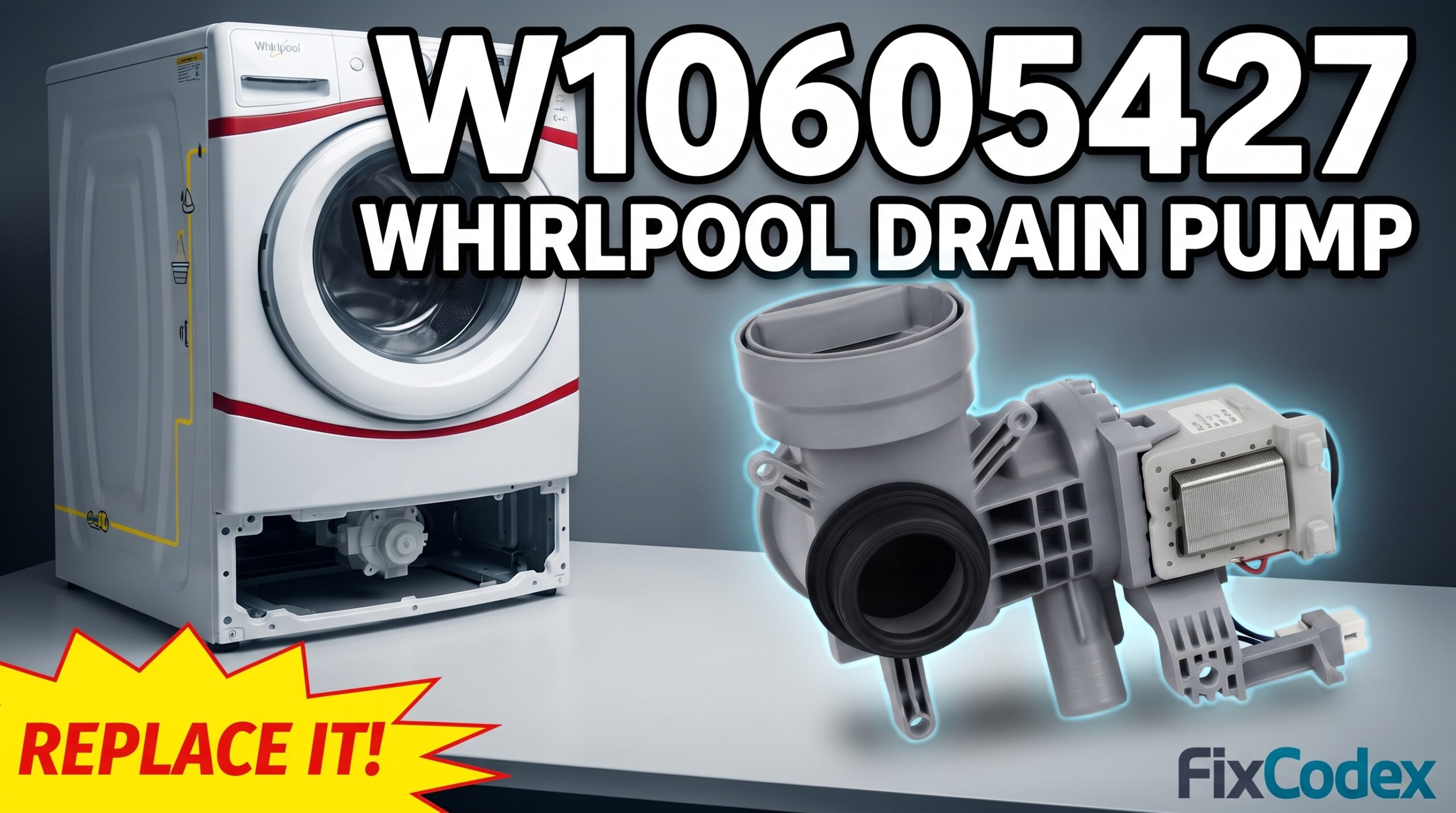 W10605427 Whirlpool washer drain pump replacement part