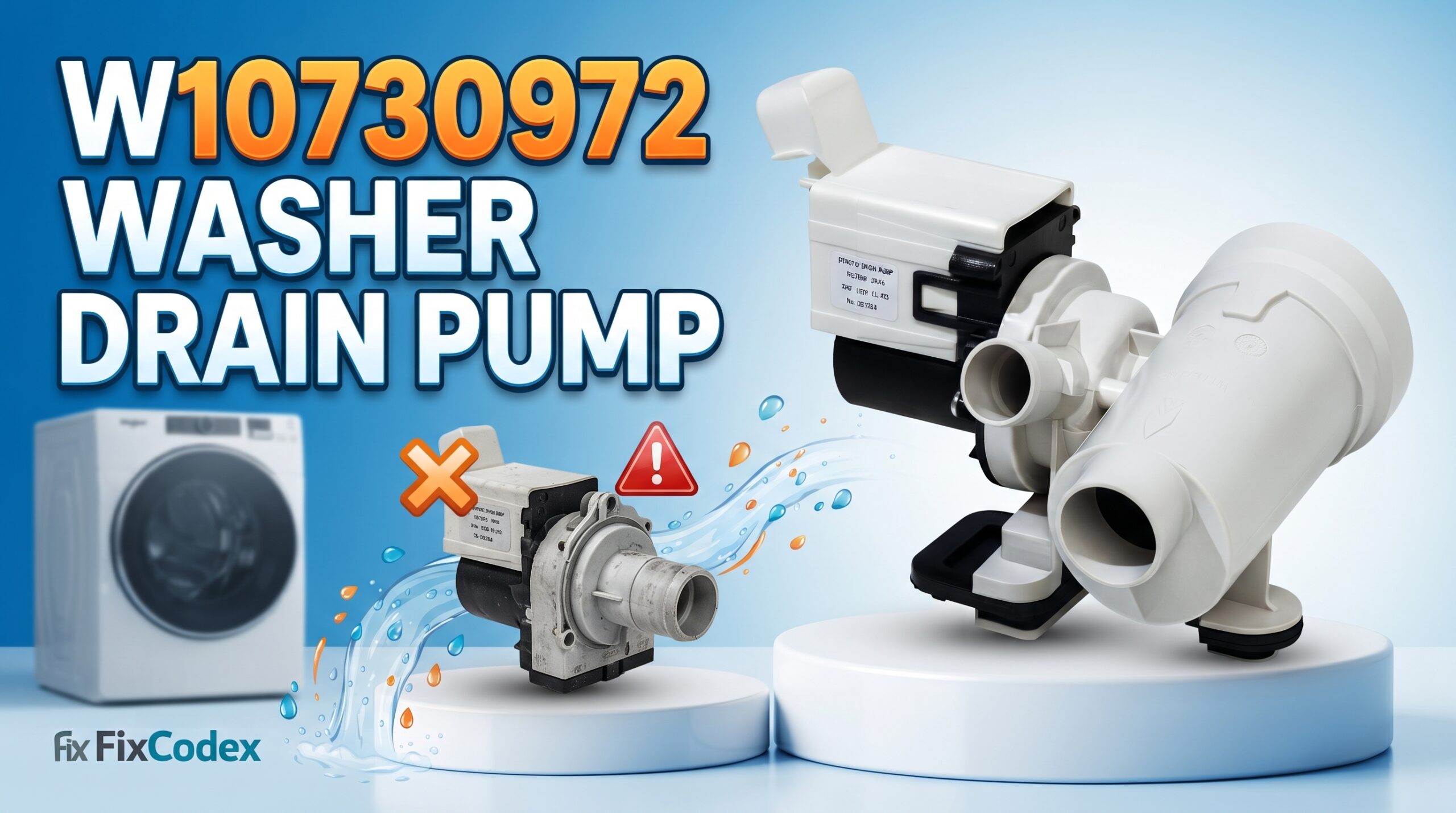 W10730972 Whirlpool washer drain pump replacement part